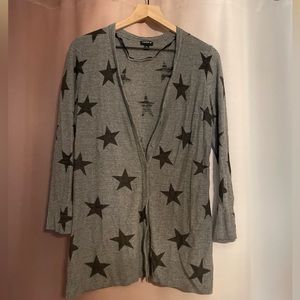 Dark Grey & Black Star Textured Slub Boyfriend Cardigan